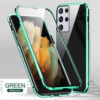Suitable for Samsung S21 S21FE S22 Plus Metal Frame Double-sided Glass High Definition Shell Protective Case Wan Magnetic King S22plus gray