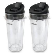 Replacement Parts for Nutri Ninja Blender 2 Pack 16-Ounce Single Serve Cup and Lid Fit for Ninja BL770 BL780 BL660 Blenders CHINA black