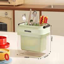 Multi-Functional Cutlery Drainer Compartment Drain Tableware Drying Rack Detachable Household Chopsticks Storage Rack žalia