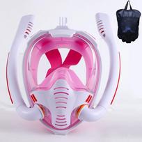 Snorkeling Mask Double Tube Silicone Full Dry Diving Mask Adult Swimming Mask Diving Goggles Self Contained Underwater Breathing Li Practical Use L/XL pink