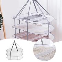 3 Tier Sweater Drying Rack Hanging Clothes Dryer Foldable Clothing Storage Boxes For Sweaters One Size pilka