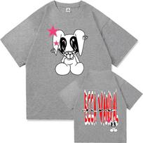 Star Bunny Tee Ecca Vandal Singer Design Tshirt Graphic Print Merch Unisex Streetwear Cotton Short Sleeve Female Tshirts Soft 3XL gray