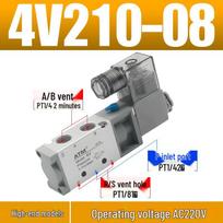 24V Pneumatic Solenoid Valve 4V210-08, Two-Position, Five-Way, AC220V Directional Control Valve for Air Cylinders.