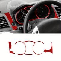 Carbon Fiber Trim For Mitsubishi Lancer 2008-2015 Center Console Dashboard Panel Speedometer Frame Sticker Car Interior Styling LHD Red gray