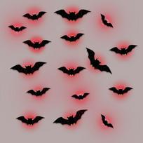 16pcs PET Material LED Bat Light 3D Luminous Glowing Wall Sticker Bat Wall Sticker  DIY Decoration raudona