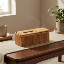 Rattan Tissue Box Cover Easy to Clean Rectangular Storage Thick Border 250125100mm 310-130-90mm