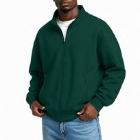 Men's Stand Collar Long Sleeve Zip-Up Sweatshirt with Two-Way Zipper for Spring and Fall XXXXL black