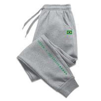 Brazil-mark Men Sweatpants Front Blank Leg Icon Print, Brazil Flag with Green Vertical Letter Graphic Joggers for Cool Urban Casual Scenarios M pilka