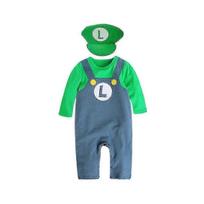 Super Mario Bros Baby Cosplay Crawling Suit Romper Jumpsuit Mario Luigi Cosplay Costume Hat Set 3-9M raudona