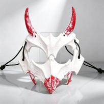 Anime įkvėpta japoniška Yokai kaukė Helovino vakarėlio kostiumui - Tanuki Tengu Nue Oni Vilkolakis Drakono Dievas Yasha White white