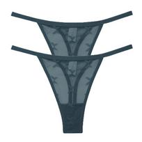FINETOO 2 vnt./rinkinys Tinklelio G-string Kelnaitės moterims Skaidrios apatinės kelnės Moteriškos besiūlės thong Kelnaitės moterims Intymūs drabužiai Lingerie S-XL XL black