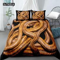 3D Snake stiliaus patalynės komplektas miegamajam Minkštas antklodės lovatiesės lovatiesėms Patogi antklodė ir pagalvės užvalkalas EU single(135x200cm) black