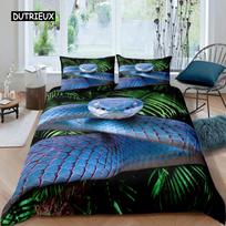 3D Snake stiliaus patalynės komplektas miegamajam Minkštas antklodės lovatiesės lovatiesėms Patogi antklodė ir pagalvės užvalkalas EU single(135x200cm) black
