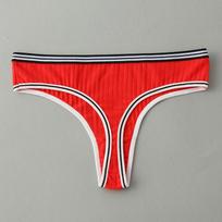 Moteriški apatiniai Seksualūs stringai Dryžuota juosmens juosta Grynos medvilnės tarpkojis T formos kelnaitės Moteriškas žavesys Žemo liemens Siūlinės kelnaitės M raudona