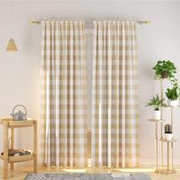 Žalios ir baltos languotos langų užuolaidos Modernios užuolaidos svetainei virtuvei miegamajam Namų dekoras 2 vnt. užuolaidos 100W130H(CM)40x51in&Grommet Top beige