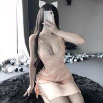 Seksualūs drabužiai moteriški seksualūs nėriniai permatomi seksualūs apatiniai atidengiantys krūtis viliojanti atvira madinga suknelė qqny One size [wearable weight: within 65kg] abrikosas