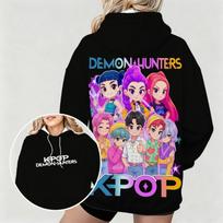 KPop Demon Hunters Spring And Autumn Women's Hoodie Colorful Anime Character Printed Street Wear Kids Fashion Hoodie Sweatshirt 100 pink