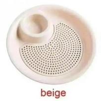 Thickened Double-layer Dumpling Plate Home Circular Grid Spaghetti Drain Plate Kitchen Plastic Fruit And Vegetable Drain Plate smėlis