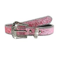 Shinning Rhinestone Buckle Belt Woman Y2k Girls Locomotive Belt for Jeans Skirt L rožinė