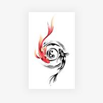 New Chinese Ink Tai Chi Koi Tattoo Sticker National Style Yin And Yang Fish Waterproof And Long-Lasting Forearm Arm Pattern Sticker 11*18CM black