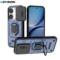 KEYSION Shockproof Armor Case for POCO X8 Pro Max Slide Camera Protection Metal Ring Stand Phone Cover for Xiaomi POCO X8 Pro for POCO X8 Pro mėlyna