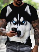 Regular Unisexs Husky Pattern 3D Digital Printed Tshirt Summer Fashionable Casual Short Sleeved Tshirt Top Suitable For Daily Wear In Summer 3XL white