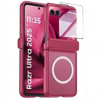 Matinis magnetinis dėklas Motorola Razr 70 Ultra, integruotas ekrano ir galinio dangtelio apsaugas, smūgiams atsparus apsauginis korpusas Razr 60 Pro Opp Bag&For Motorola Razr70 Pro rožinė