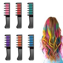Kidorado Hair Chalk Comb Temporary Hair Color for Girls, Kids & Women – Washable, Non-Toxic Hair Colour Chalk Set | 6 Blendable Colours | Quick-D brown