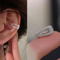 Fashion Zircon Hairpin Ear Cuff No Piercing Earring  Trendy Punk Unique Metal Geometric Ear Clip for Women Jewelry gray