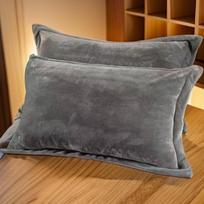 Vienos pagalvės užvalkalas su vilnos pamušalu, pieno aksomas, vienspalvis, 48x74 cm 48*74cm (Set of 2 Plush Cases) sidabro pilka spalva