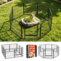 VEVOR Dog Playpen 61 cm 8 Panels Foldable Metal Exercise Pen Pet Fence, Indoor/Outdoor Heavy Duty Puppy Crate Kennel with Door for Dogs 162 x 162 x 61.5 cm