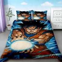 Cartoon Dragon Ball Duvet Cover Set Goku Bedding Set Soft and Comfortable for Children Bedroom Decor Queen King Size EU Single 135*200cm/53x79in 3pcs black