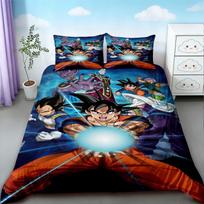 Cartoon Dragon Ball Duvet Cover Set Goku Bedding Set Soft and Comfortable for Children Bedroom Decor Queen King Size 140*200cm/55x79in Single/Twin 3pcs