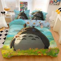 Naujas Anime Totoro patalynės komplektas Antklodės užvalkalas Lovos komplektas Antklodės užvalkalas Pagalvės užvalkalas Antklodė Karališko dydžio Karalienės dydžio Berniukams Suaugusiems Patalynės komplektas EU Single 135*200cm/53x79in 3pcs