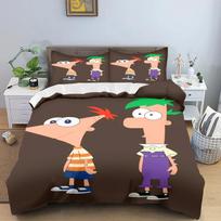 Phineas ir Ferb pledo užvalkalas, poliesterio antklodės užvalkalas su animacinių filmukų spaudiniu vaikų miegamajam, anime, jaukus kambario patalynė, įvairių dydžių EU Single 135*200cm/53x79in 3pcs