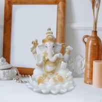Hindu Elephant God Statue, Buddha Figurine Collectibles Table Centerpiece Crafts, Religious gray