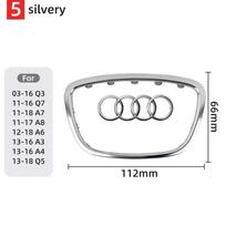 Automobilio vairo centrinis emblemos logotipas Lipdukas AUDI apdailos rėmelio ženkliuko dekoravimo žiedas Dangtelis Automobilio priedai Q5 Q3 Q7 A3 A4 A6 S3 gray