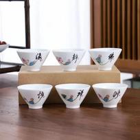 6pcs / Set Kung Fu Tea Cup Set Bone China Tea Set Hat Cup Ceramic Kettle Cups and Mugs Coffee Mug Teapot Teapots to Boil Water