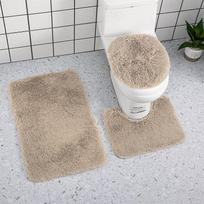 3 vnt Vonios kilimėlio kilimėlis Tualeto dangčio dangtis Paprasti vienspalviai vonios kilimėliai beige