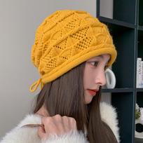 Adjustable Drawstring Ear Protection Hats for Autumn and Winter Keeping Warm and Fashionable Pile Up Hats Women's Hats One Size geltona