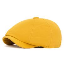 Britiška retro kepuraitė: Aštuonkampis beretas vyrams ir moterims, pavasario/vasaros laisvalaikio dailininko kepuraitė-snapelis Adjustable yellow