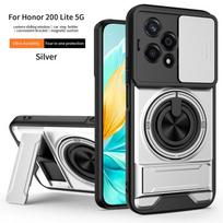 For  Honor 200 Pro/Honor 200 Lite Case Lens slide cover Luxury plastic rotating magnetic ring holder phone case shell For Honor 200 Lite sidabras