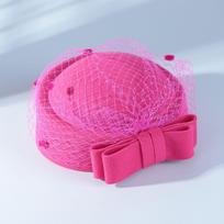 Moterų prancūziško stiliaus skrybėlaitė tinklinė skrybėlaitė britų vestuvių vakarėlio lankelis stiuardesės skrybėlaitė One size pink