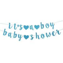 Baby Shower Gender Reveal Party Banner - 'It's a Boy/Girl' Theme blue