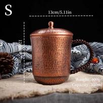 Vintage Pure Copper Coffee Cup,With lid Mug Moscow Mule Tumbler Thickened Hammer Texture Woven Handle 500 ml Beer Mug,Tableware 350-500ml brown