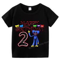 Huggy Wuggy Vaikų Marškinėliai Su Skaičiais Poppys Žaidimo Laikas Gimtadienio Marškinėliai Animacinis Anime Žaidimų Berniukas Mergaitės Drabužiai Vasariniai Medvilniniai Kūdikio Viršutiniai Drabužiai 130 black