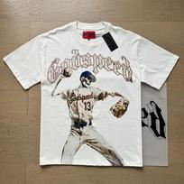 The newly trendy Godspeed Skull Rock Band crew neck washed black short-sleeve T-shirt matching couple's style S pilkšvai balta