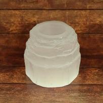 Reiki Crystal Products Selenite Tealight Candle Holder | Selenite Mountain Tea Light Candle Holder | Selenite Step Candle Holder gray