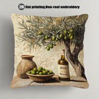 Vintage Olive Oil Tree Pillow Case DoubleSided D Flat Printed Decorative Cushion Cover Machine Washable Home Decor PC 40cmx40cm(16x16Inch) black