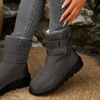 Women's Winter Warm-Lined Waterproof Velcro-Strap Snow Boots, Fashionable European Style, Available In Large Sizes. 43 pilka